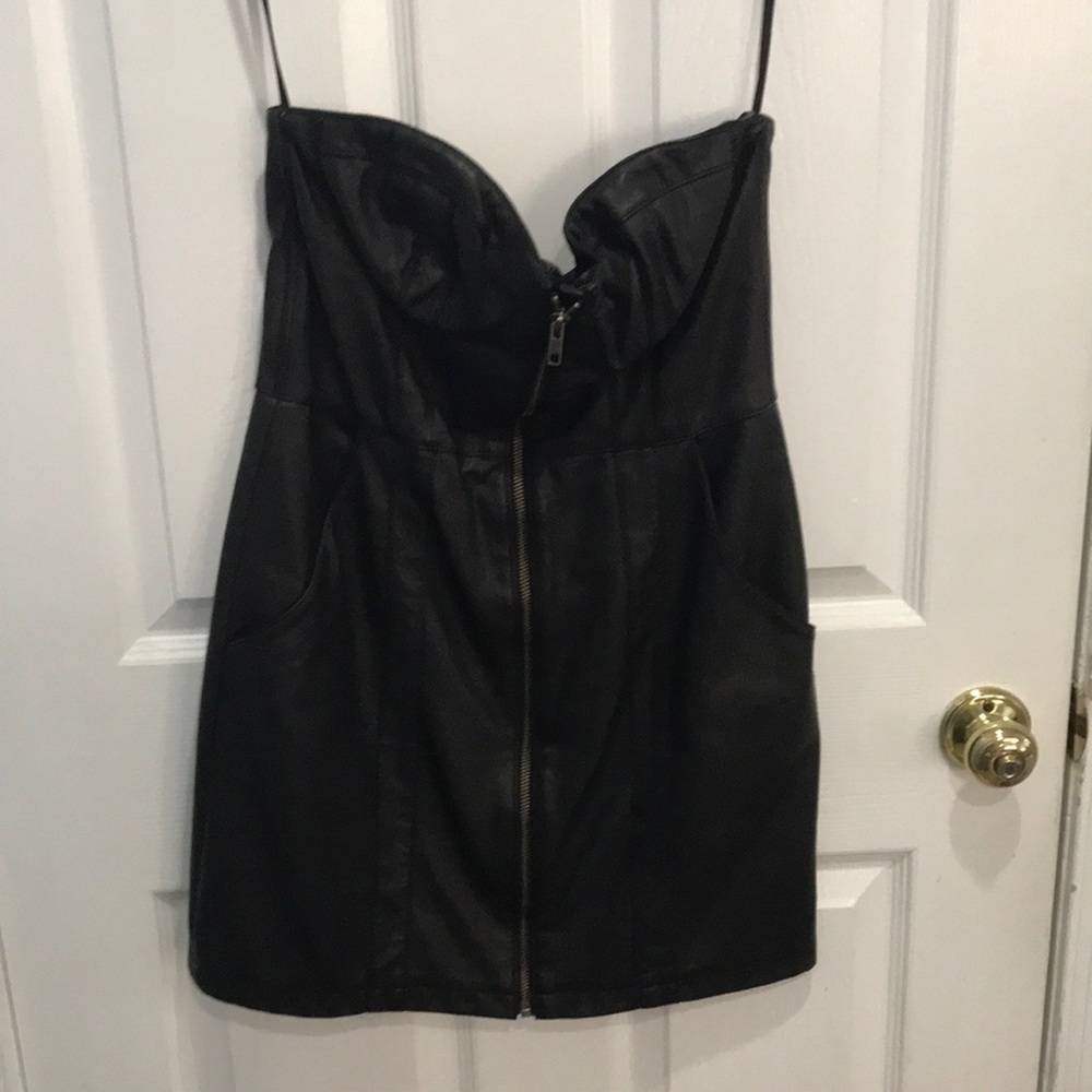 Vegan leather dress with POCKETS